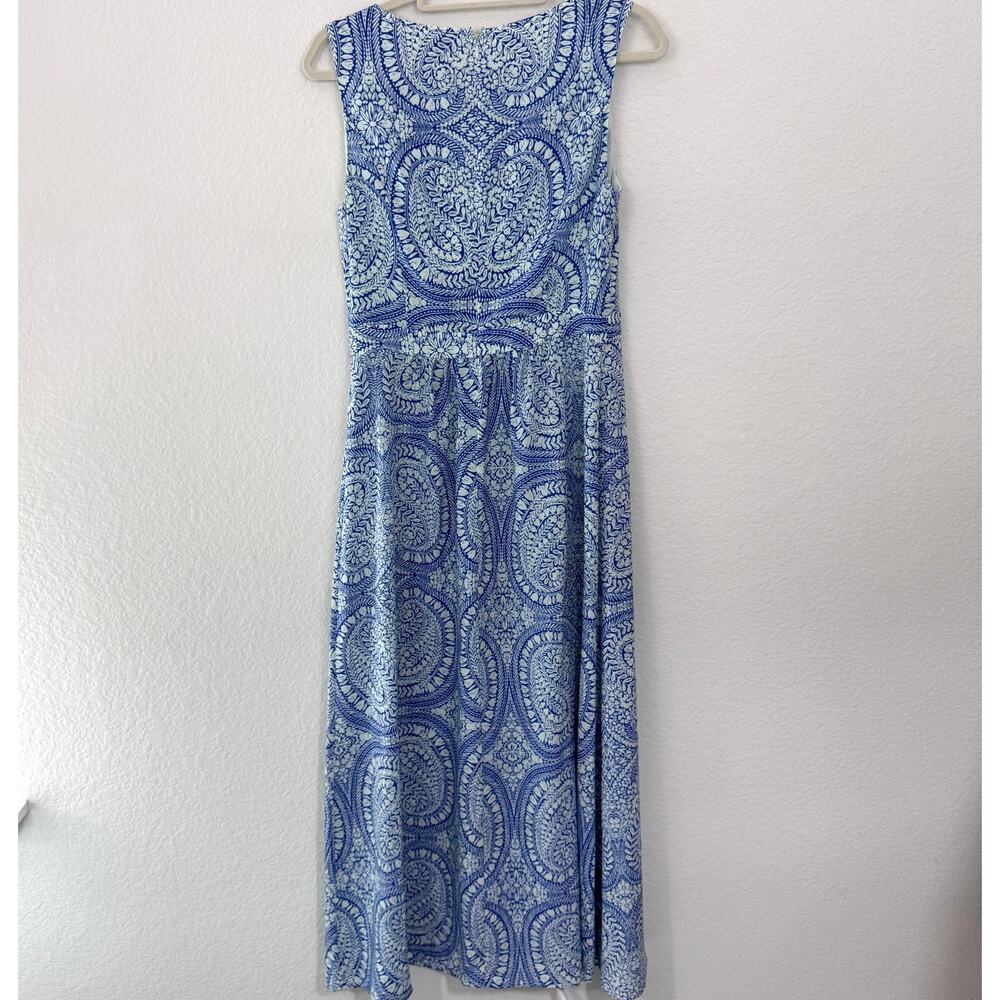 Talbots Womens Sleeveless Maxi Dress Size 8 Chiffon Flowy Floral Paisley Blue - Picture 5 of 8